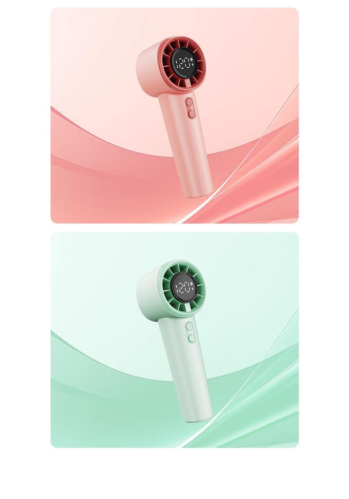 USB Rechargeable Handheld Fan with 120-Speed Levels, LED Screen, and Five-Step Adjustable Speed Control
