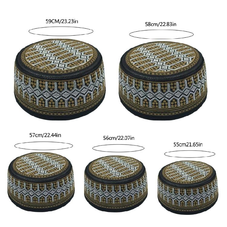 Teens Embroidery Islamic Beanies Breathable Protecting Casual Pray Hat for Adult