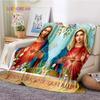 Kind Jesus and Blessed Virgin Mary Soft Christian God Flannel Art Faith Bed Comfortable Home Hiking Four Seasons Warm Blanket