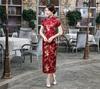 Large Size Vintage Cheongsam Chinese Style Long Dress Traditional Mandarin Collar Dresses Sexy Slim Split Qipao