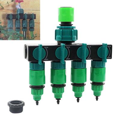 Divisor de manguera de agua de grifo de 4 vías para aspersor de jardín, conector de tubería de 4/7 mm o 8/11 mm