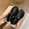Low-heeled small leather shoes women's summer 2025 new soft-soled one-pedal lazy shoes versatile black commuter loafers