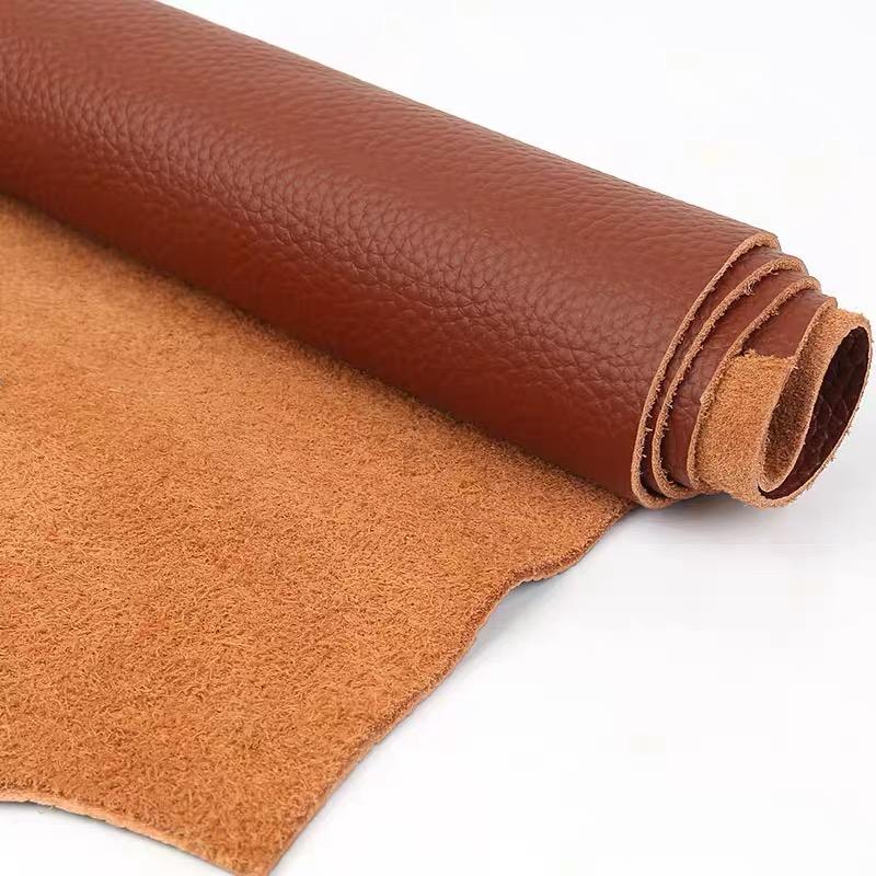 

Red brown cowhide leather, thickened genuine leather, whole sofa soft bag, lychee patterned top layer, cowhide fabric 21x14cm