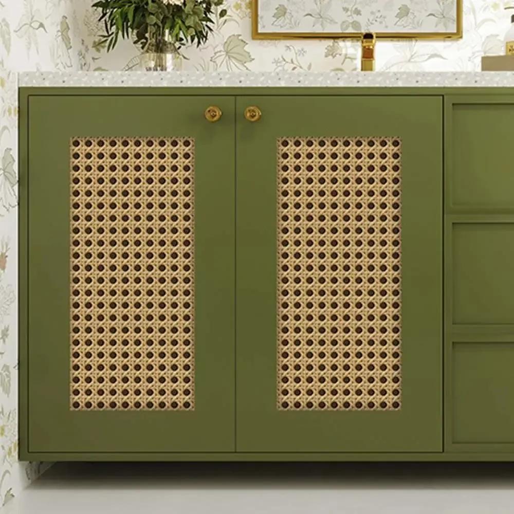 Naklejki ścienne ze wzorem plecionki bambusowej Samoprzylepne w stylu retro Naklejka na meble DIY Żółto-czarna tapeta z siatką plastra miodu