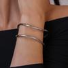 Double-layer Wide Irregular Open Bangle Zinc Zinc Alloy Exaggerated Bracelet Metal Cuff Bangles  Decoration