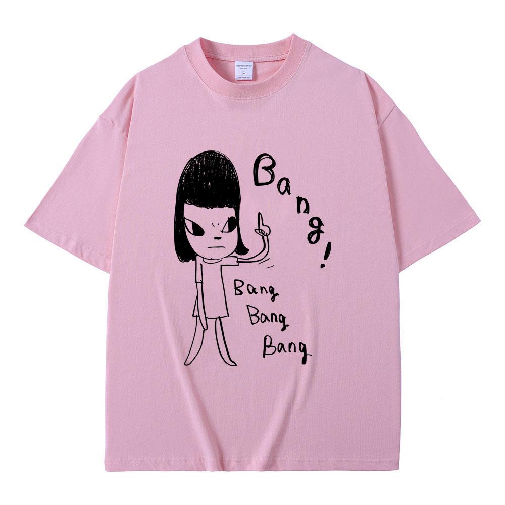 2026 Yoshitomo Nara Bang Bang Art Graphic T‑Shirt Unisex Crew Neck Short Sleeve Tee High Quality Casual Streetwear Aesthetic Art Lover Summer Tops