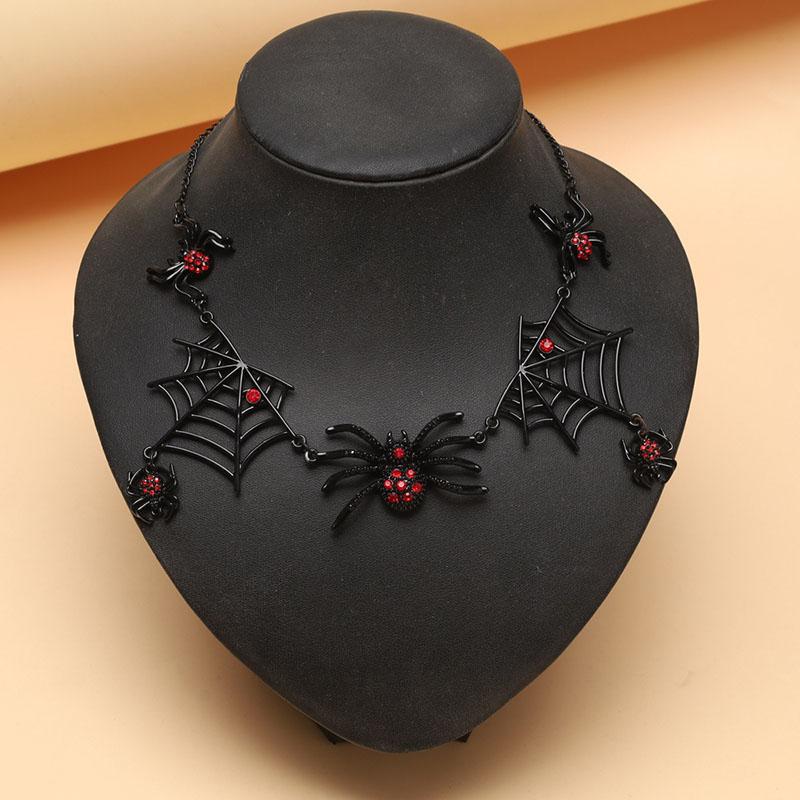 Halloween Party Punk Spider Web Jewelry Set Black Gothic Insect Earrings Necklace for DIY Jewelry Making Accessories