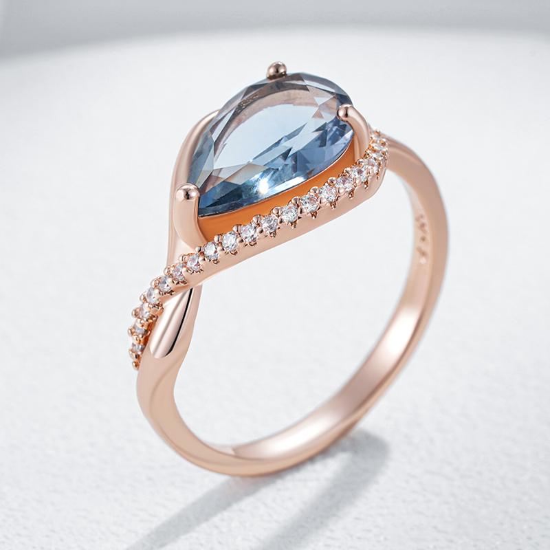 Anelli Sposa Zircone Naturale Grigio Lucido Per Donne Moda Colore Oro Rosa Alta Qualità Gioielli Fini Quotidiani Vintage