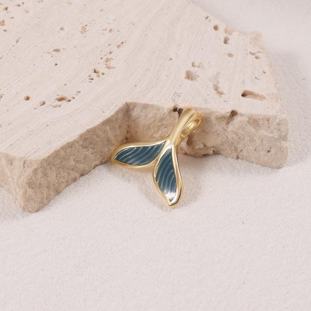 Элегантное двухцветное синее глазурованное ожерелье-подвеска в виде китового хвоста для женщин