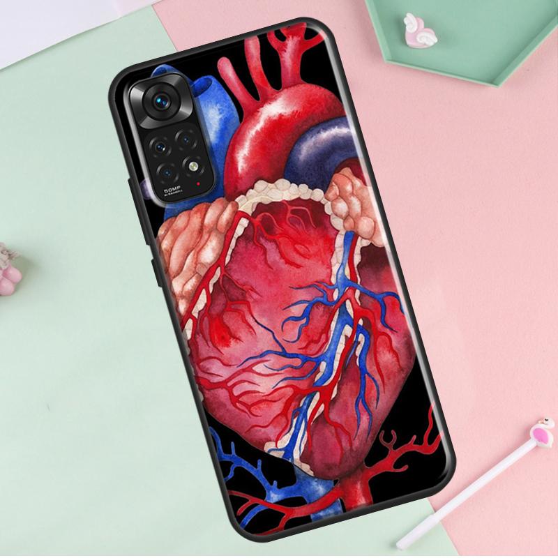 Medical Human Organs Heart Art For Redmi Note 12 Pro Plus Cover For Redmi Note 10 8 9 11 Pro 12S 11S 10S 9S 9C 10C 12C Case