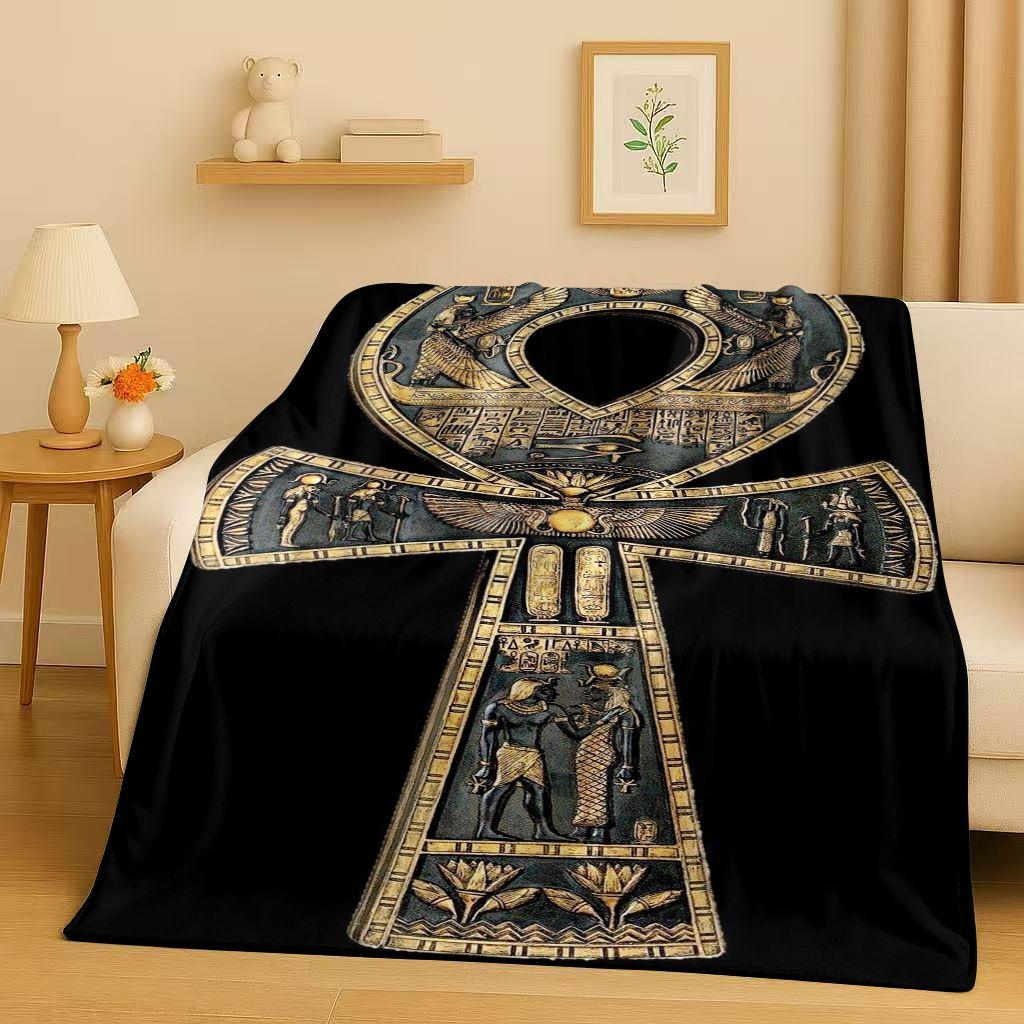 3D Ancient Egypt Pictographic Eye of Horus Flannel Blanket,Ultra Soft Warm Plush Throw for Home Bedroom Bed Sofa Cover Office