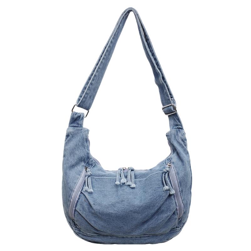 2026 Denim Tote Bag for Women Solid Color Large Capacity Shoulder Bag High Quality Durable Casual Versatile Purse