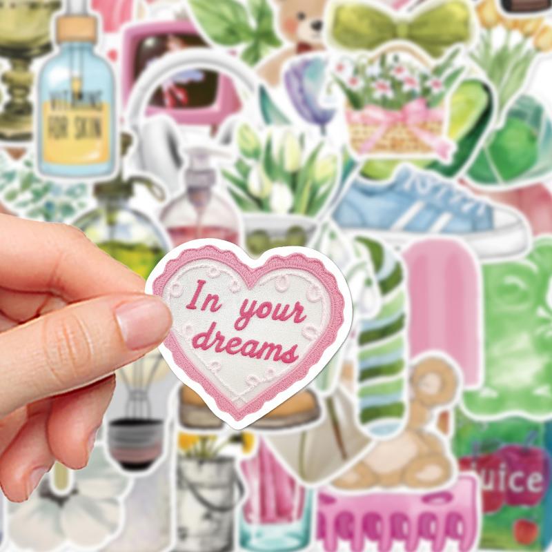 50PCS Clean Girl Stickers DIY Decoration Notebook Water Cup Skateboarding Mobile Phone Case Kawaii Vinyl Waterproof Decals Toys