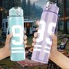 1PC White Number 99 Text Print 750ml Color Plastic Sports Water Bottle Leakproof Flip Straw Lid Suitable for Sports Office Home Use
