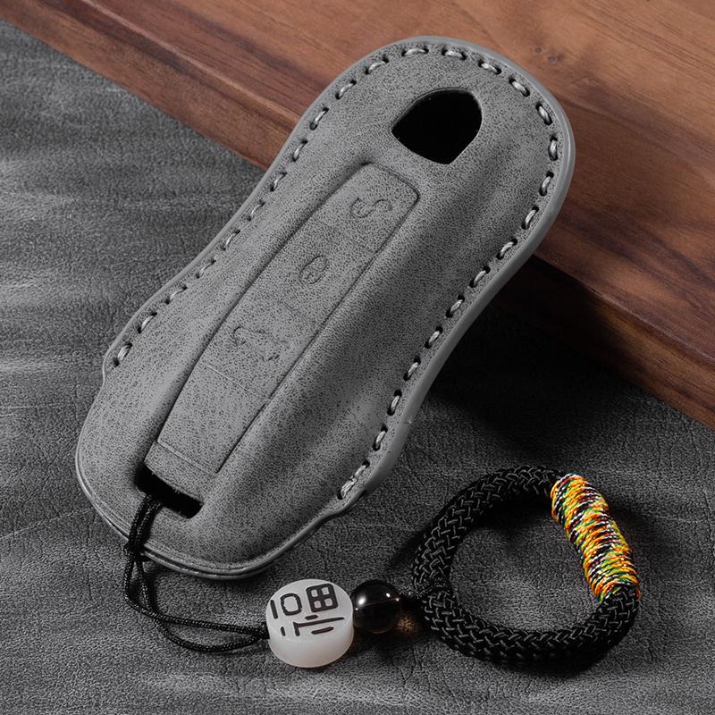 UZAI1 For Pour Porsche Cayenne Macan 911 Panamera 718 Taycan Étui en Alcantara Cuir Protection Complète Housse pour Clé de Voiture