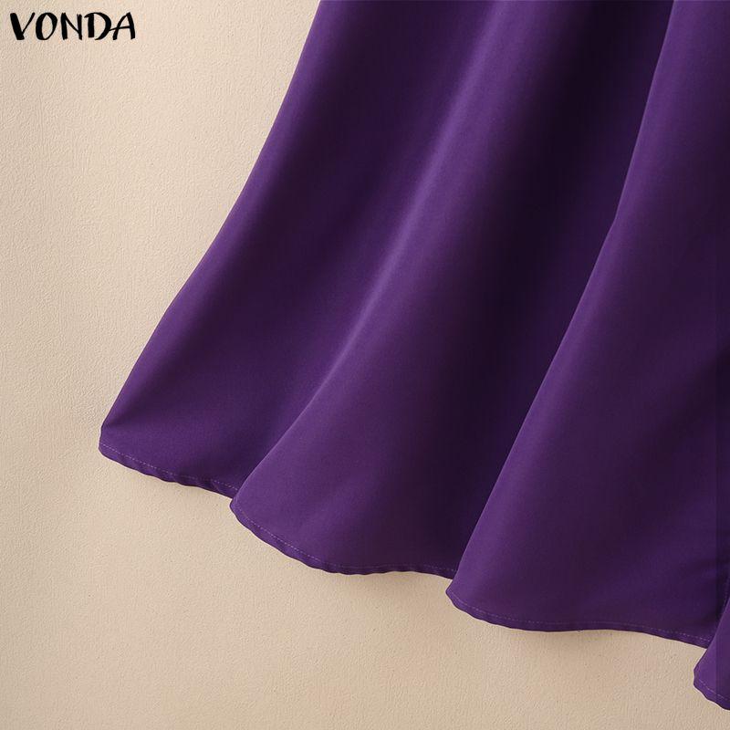 VONDA Women Zip-up Ruffled High Waist Casual Thin A-line Maxi Pleated Skirts