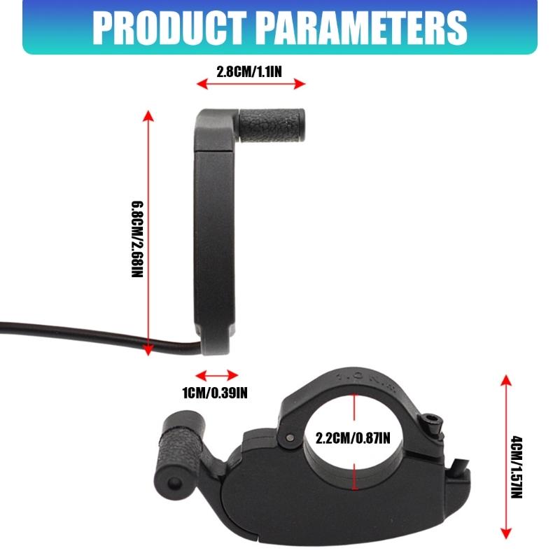 Front Push Electric Bike Thumb Input Piece with Cable and ABS Bar Mount for Spare Needs, Stock Care and Service