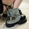 Women Punk Boots Buckle Design Shoes Chunky Motorcycle Boot Cool Street Y2K Platform Ankle Round Head Casual Outdoor Shoe Female