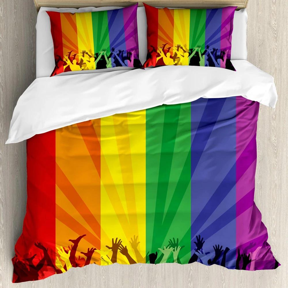 Rainbow Duvet Cover Set,Colorful Abstract Geometric Pattern with Triangle Polygon and Other Shapes Rainbow Bedding Set King Size