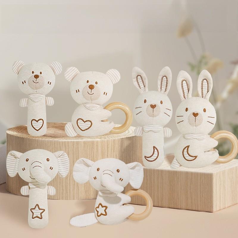 Baby Organic Cotton Rattle Set With Grasping And Soothing Features For Newborns