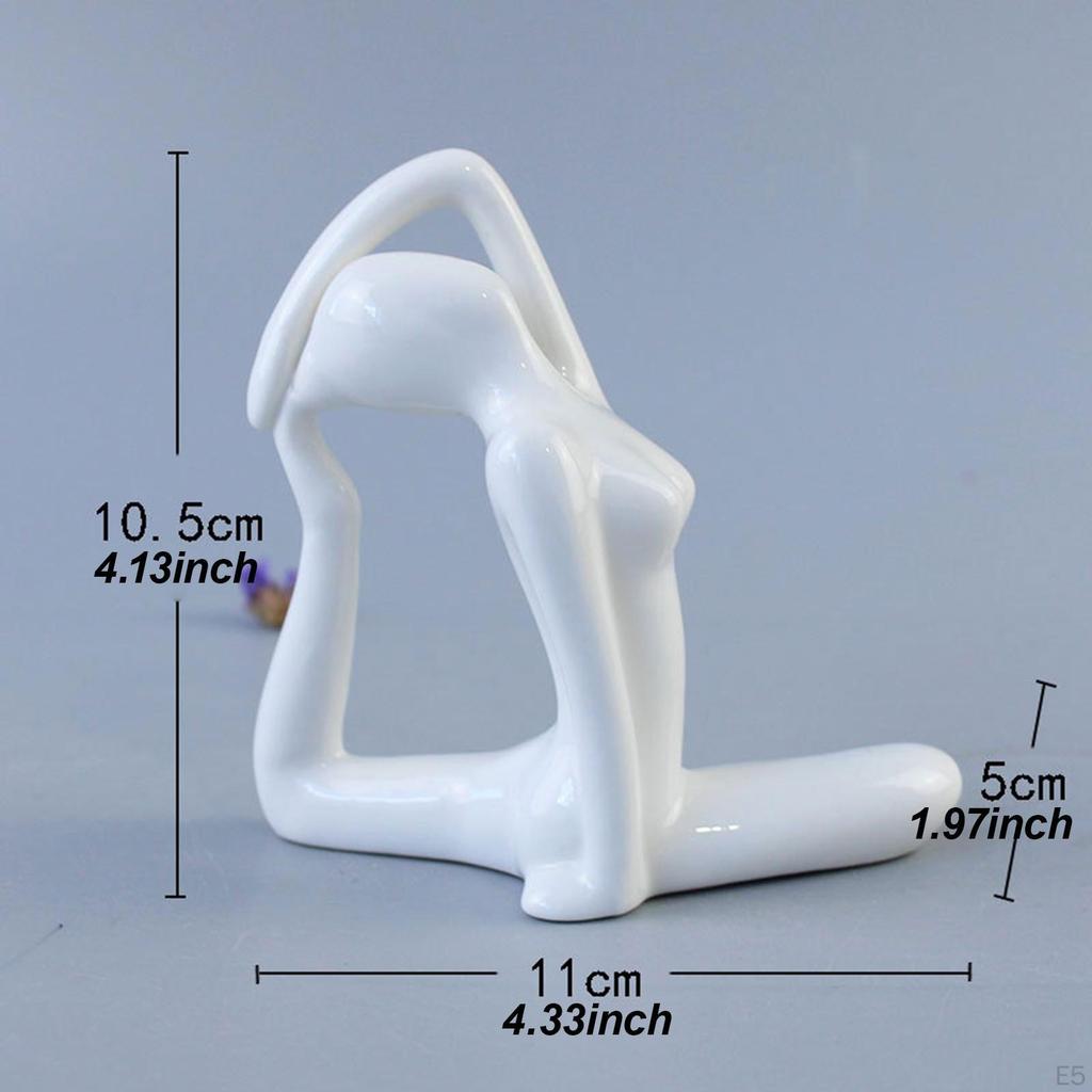 Ceramic Statue Art Sculpture Decor Small Figurine Meditation for Cabinet Desktop Shelf