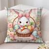 Easter Cartoon Cute Rabbit Cushion Cover Silky Short Plush Invisible Zipper Dustproof Sofa Pillow Case For Home Decor