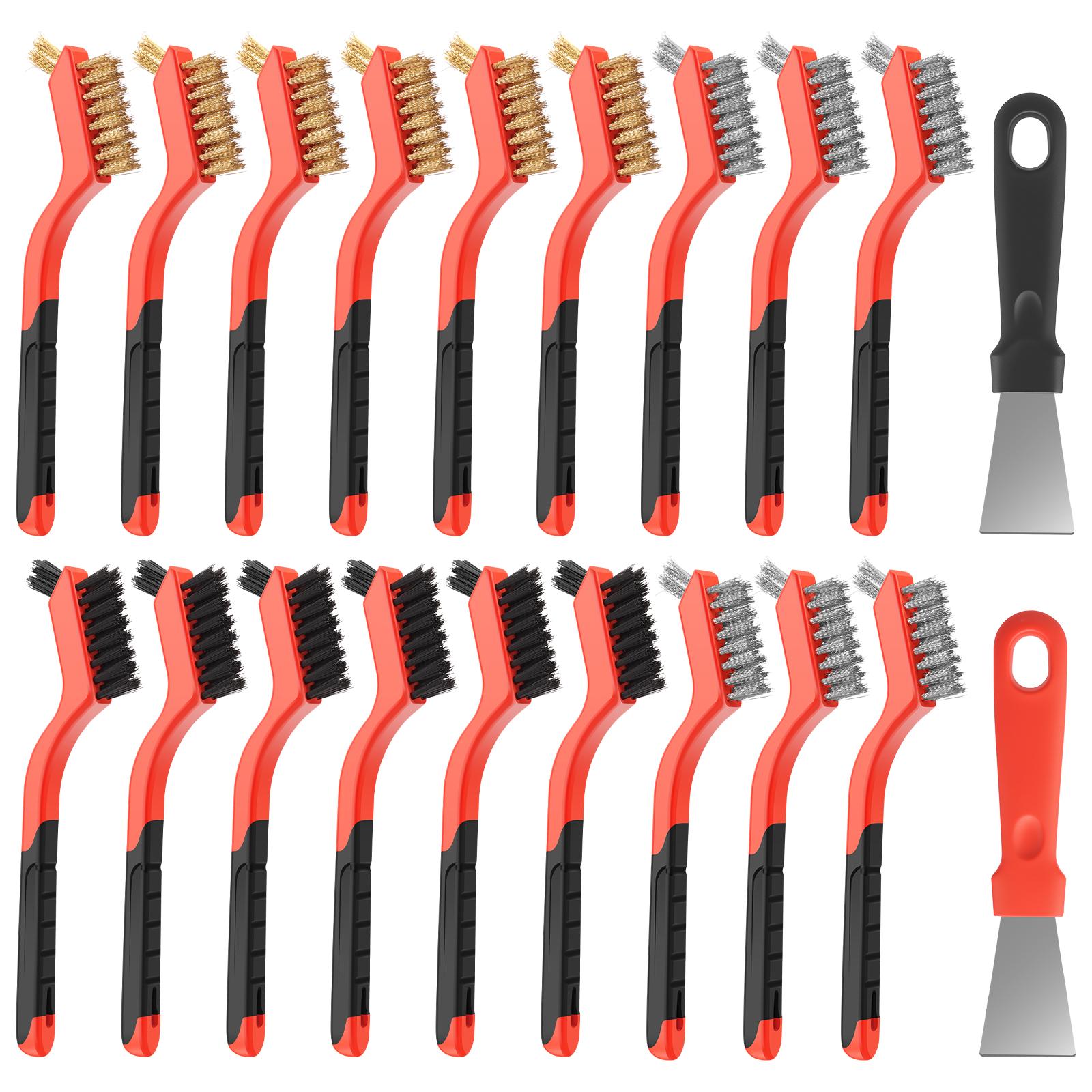 

18 шт. Щетка проволочная и 2 шт. Скребок Нержавеющая сталь Медь Нейлоновая проволочная щетка Ржавчина Очистка Удаление Инструменты Ручная очистка