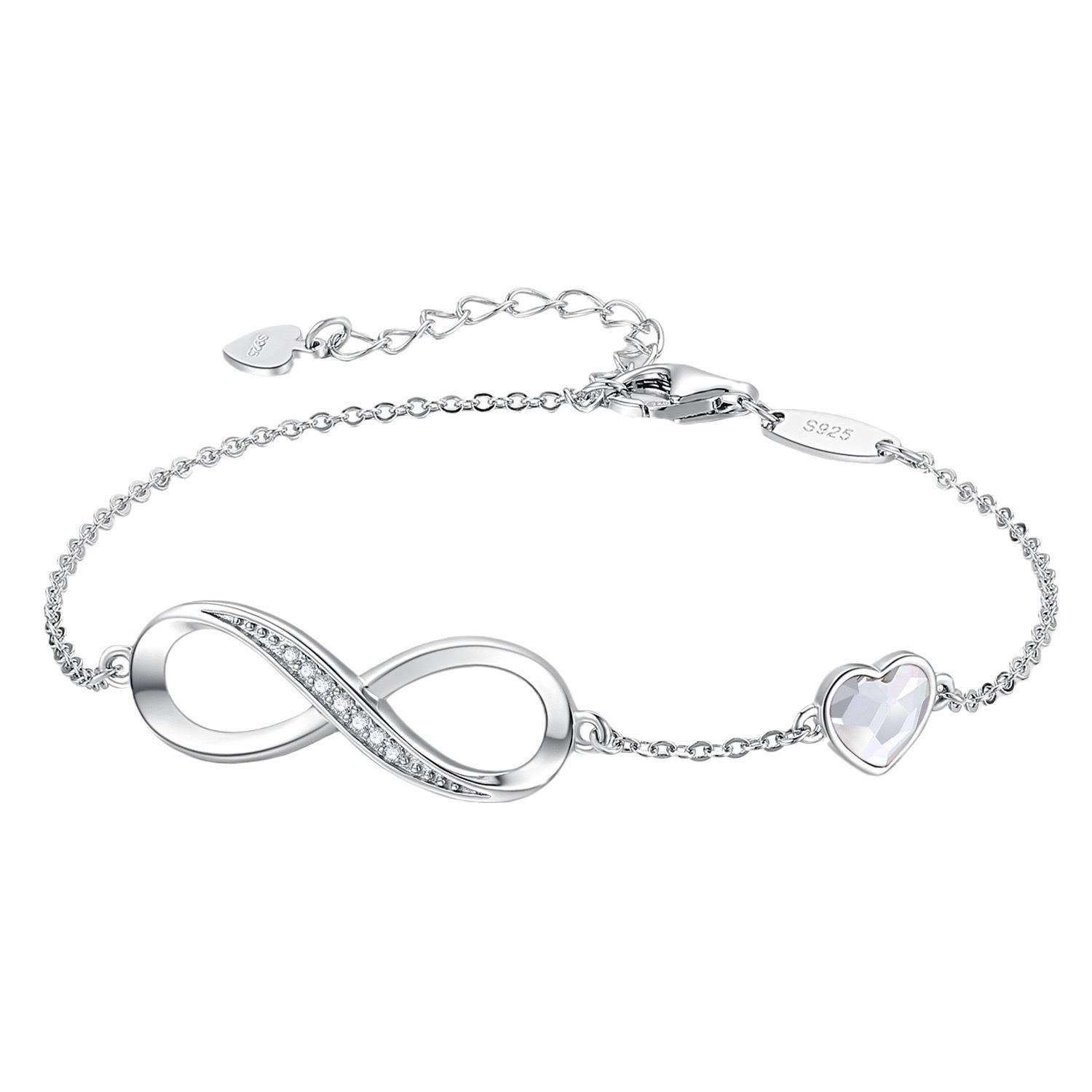 

European & American Infinity Zircon Heart Bracelet: Trendy Valentine s Day Jewelry Gift