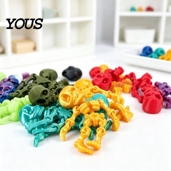 Novelty Holiday Gift 10Pcs 3D Printed Skeleton Figurines with Movable Joints, Articulated Man Interactive Model Fidget Toy, Mini Posable Toys,