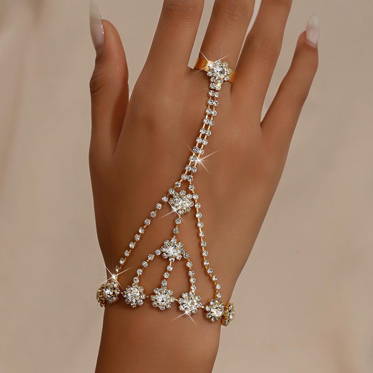 Middle Eastern Jewelry Women S Leaves Hand Chain Circle Butterfly Rhinestone Foot Ring Integrated Chain Bridal Wedding Accessories
