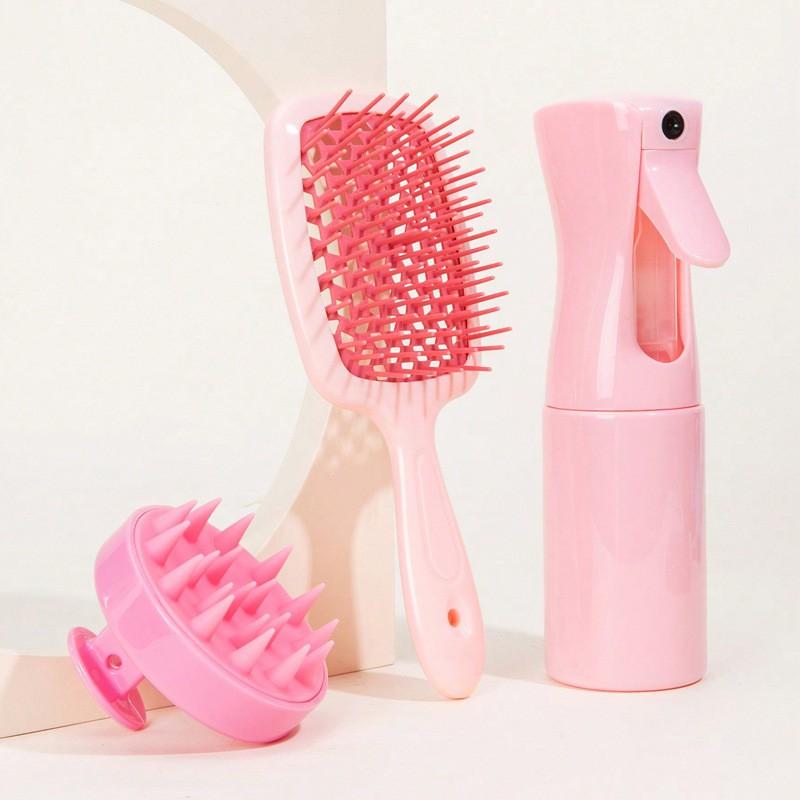 3-Piece Hair Care Set: Volumizing Styling Comb Scalp Massage Brush Spray Bottle Deep Cleansing