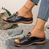 Women's Wedge Platform Slippers New Cross-Border Large Size Casual Fashion Simple Metal Buckle Fish Mouth Sandals