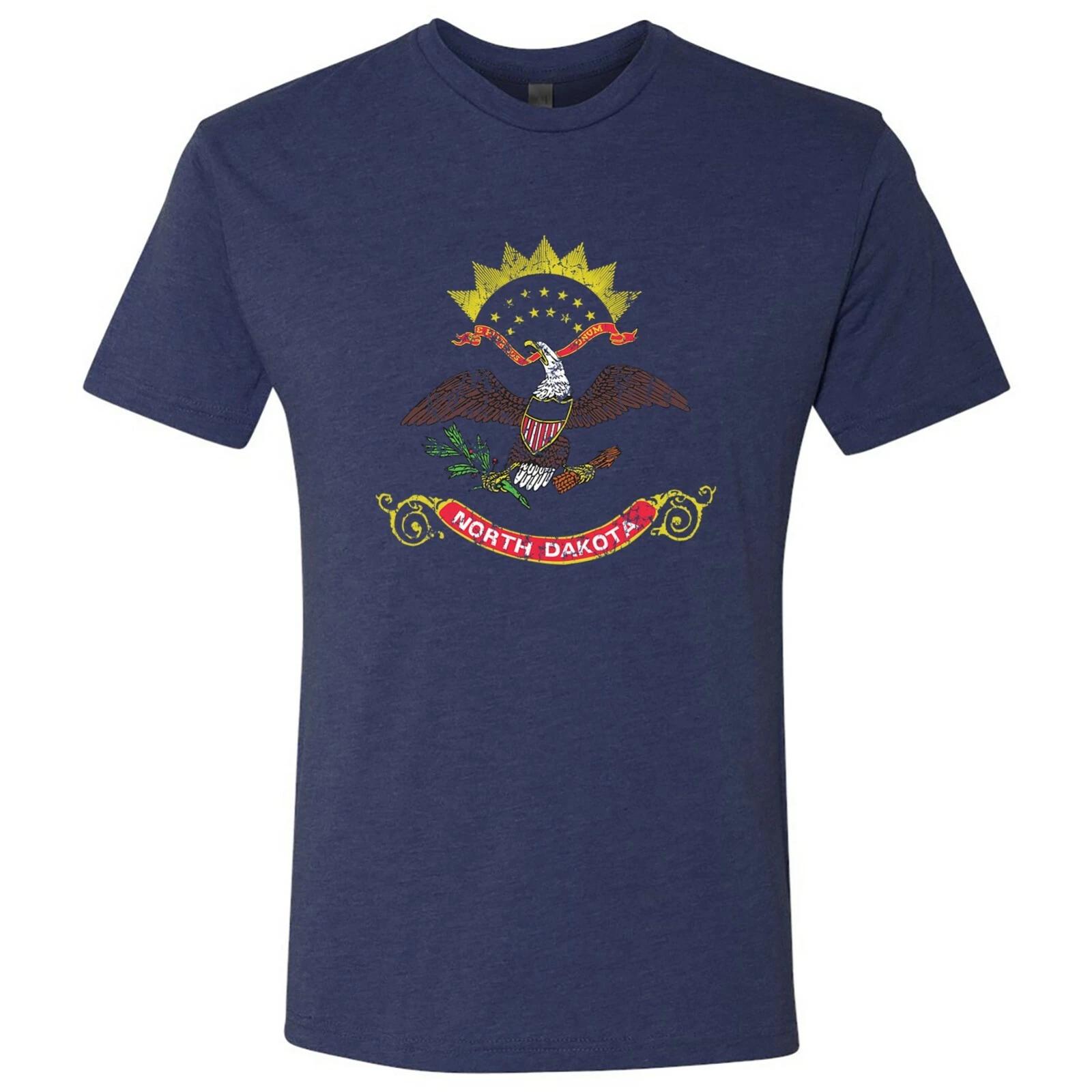 Мужская футболка с флагом Северной Дакоты, гордость штата, трибленд - Винтажный темно-синий M