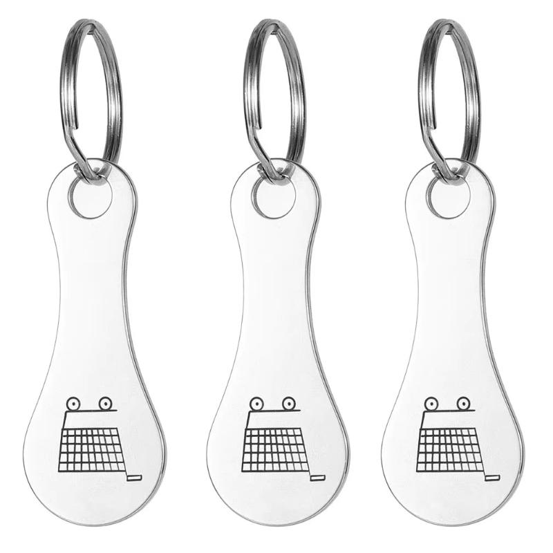 Rust Proof Metal Shopping Cart Trolley Tokens 1/3PCS Decorative Key Ring Keychain for Daily Grocery Trips Travel Use