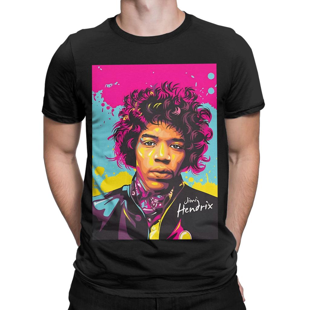 Jimi Rocker Hendrixs The Allure of Retro Blooms Colorful Funny 100% Cotton T-Shirt Jimi Rocker