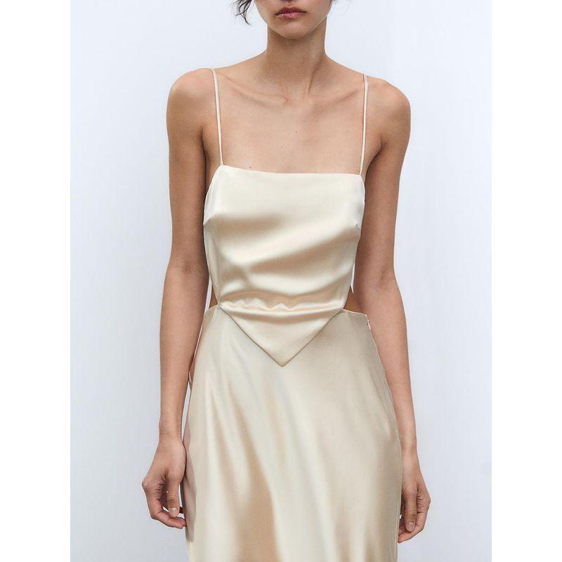 Za2025 Summer New Women Clothes Sexy Sling Silk Satin Texture Sling Waist-Exposed Dress 2896331 727