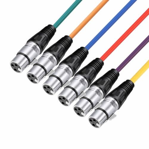 NEEWER 6-Pack 6.5ft/2m XLR Male to XLR Female Colored Microphone Cables, Rubber Shielded Patch Cables, Balanced Snake Patch Cords (Green, Blue, Purple