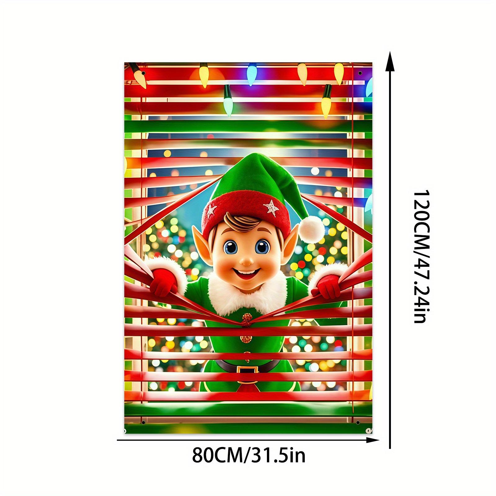 

1Pcs Christmas Green Elf Window Hanging 120 * 80cm Polyester Christmas Decoration Home Party Supplies