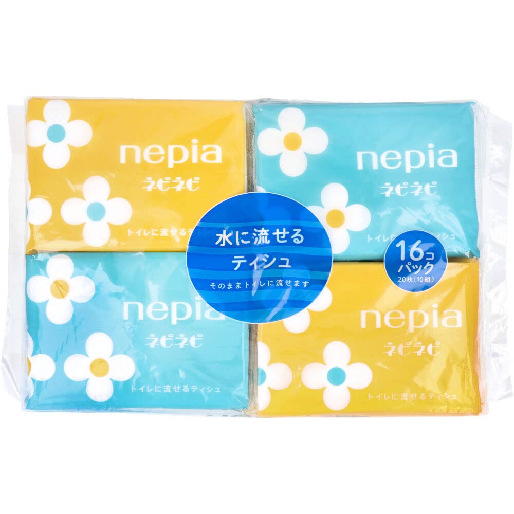 Nepia Pocket x 2 sets Paper Single 32 tissues per Tissues, 16-pack (White, Carton, Material, Ply, pack) белый