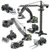Alloy Construction Toy Set: Excavator, Mixer, Crane for Kids 0-6.