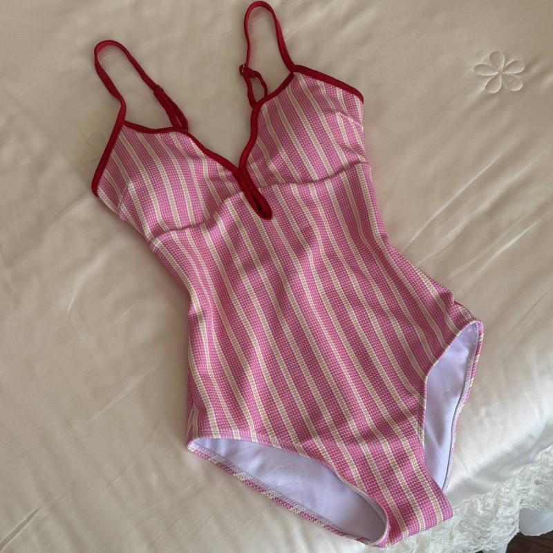 

Small Fresh Striped Student One-piece Skirt Swimsuit Two-piece Slim-fitting Slimming Hot Vacation Women XL