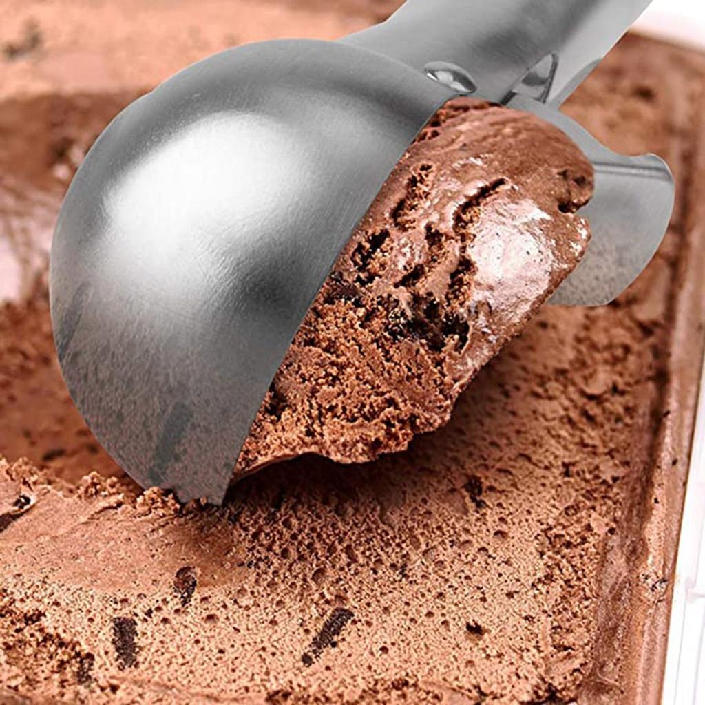 Stainless Steel Ice Cream Scoop with Easy Release Trigger Mechanism Durable Solid Handle for Consistent Scooping and Serving Kitchen Tool