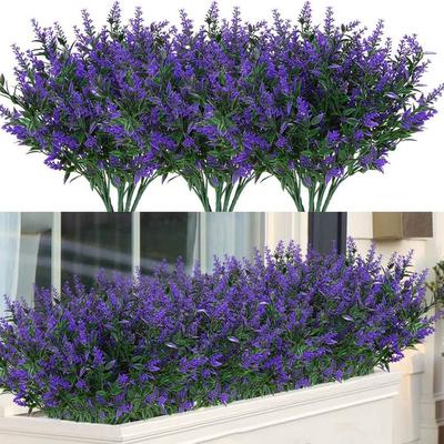 12 Bündel künstliche Blumen für den Außenbereich, unechte Sträucher, Pflanzen zur Dekoration von Haus und Garten