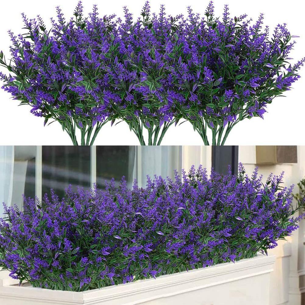 12 Bundles Artificial Flowers Outdoor Fake Shrubs Plants for Home Garden Decor