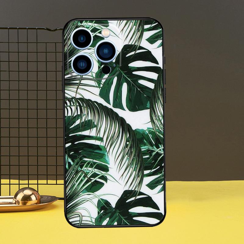 Tropical Leaves Case For iPhone 15 14 13 12 11 Pro Max X XR XS 7 8 Plus SE 2022 12 13 Mini Bumper Cover