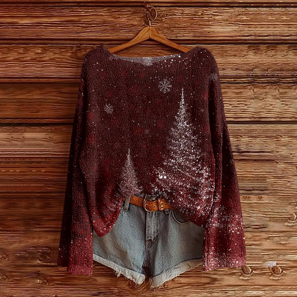 Women's Round Neck Lightweight Sweater Casual Long Sleeve Knit Pullover
