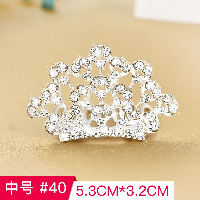 Exquisite Rhinestone Tiara Crown Cute Design Hairgrips Hair Clips for Kids and Baby Girls Birthday Headband Comb Pin