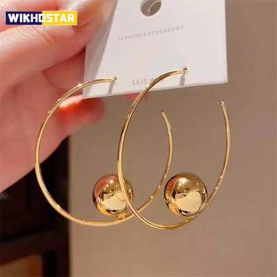 New Fashion Metal Big Circle Hoop Earrings for Women Exaggerated Gold Color C-shaped Round Earrings Jewelry Gifts