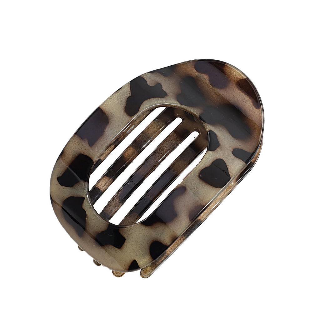 Fashion Oval Hair Claw Clip for Women New Design Leopard Matte Curved Flat Styling Barrettes Acrylic Lying Down Hair Accessories