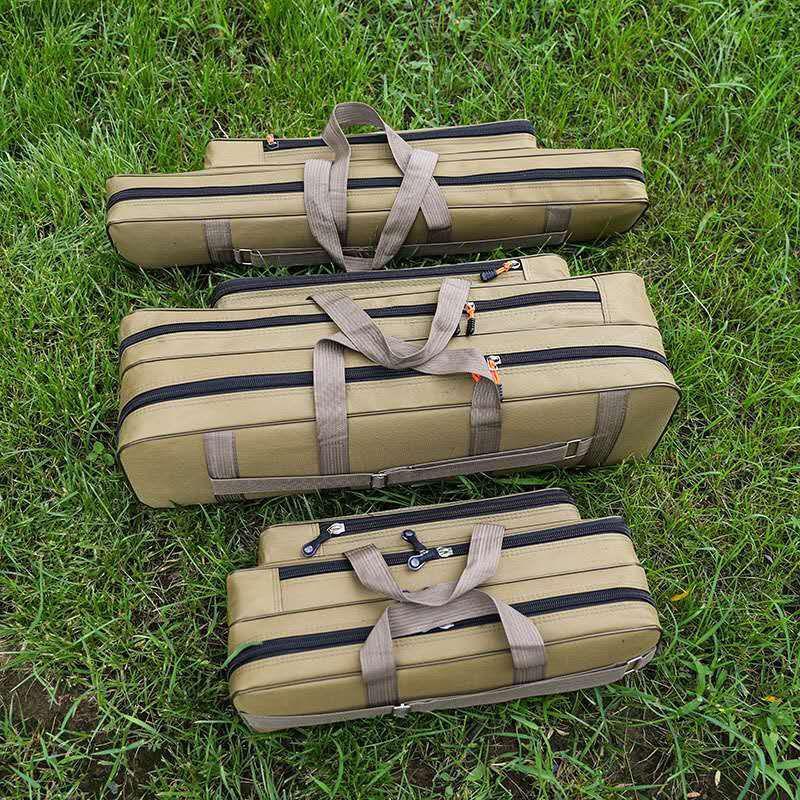 A1R Mini Multi-Layer Fishing Rod Bag - Canvas Gear Bag for Ice & Standard Fishing
